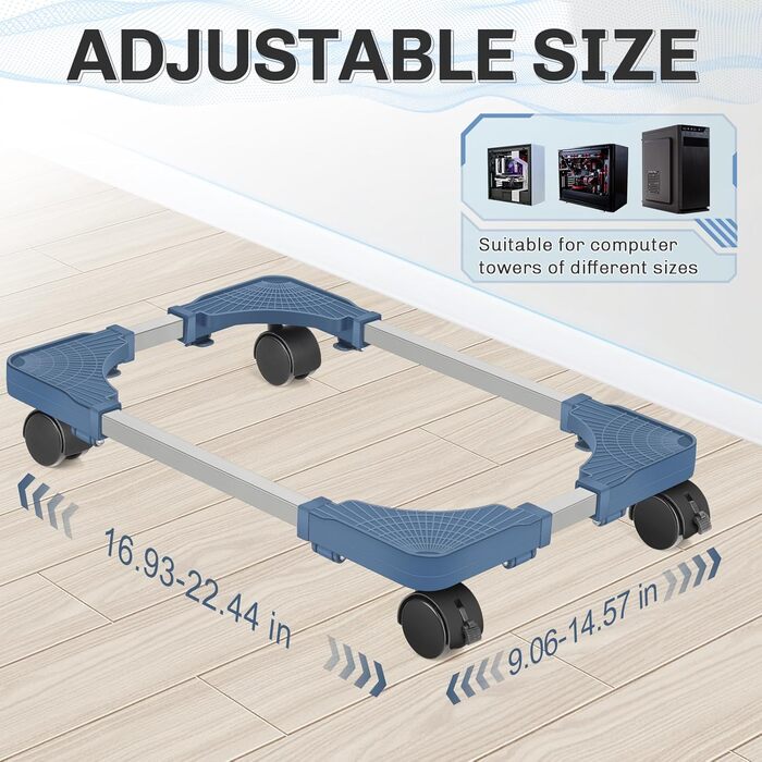 Підставка для ПК Liitrton Mobiler - регульована, з колесами, біла/блакитна