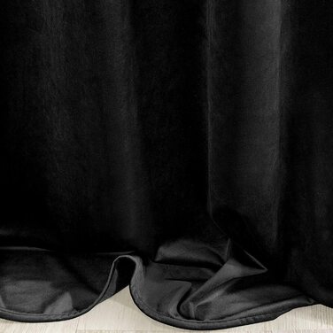 РІА завіса оксамит оксамит М'яка стрічка для завивки, стильна, елегантна, гламурна, для спальні, вітальні, вітальні, (10 петель, 140x250 см, чорного кольору)