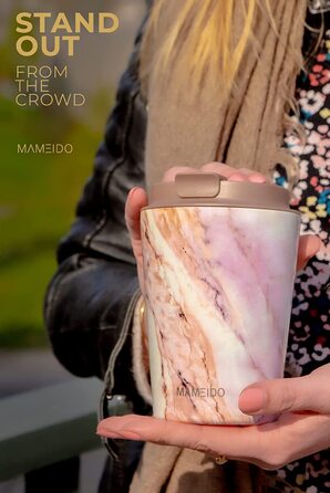 Термальна чашка MAMEIDO об'ємом 350 мл з перловим мармуром-кавова чашка з нержавіючої сталі з подвійними стінками, герметична-Coffee to go Bech