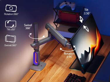 Кріплення для монітора NB Ergonomic RGB, 32-60 дюймів, плоске/вигнуте, максимальне навантаження 20 кг, VESA 75/100 мм (темно-синій)