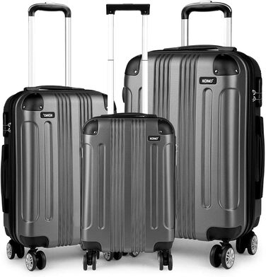 Набір валіз KONO Zwillingsrollen 3шт. (M-L-XL) з ABS-пластику сірого кольору