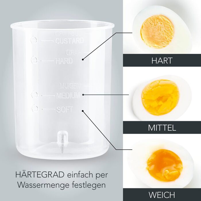 Яйцеварка GOURMETmaxx для Електрична, енергозберігаюча яйцеварка з простим керуванням для ідеальних яєць на сніданок З мірним стаканчиком і вибором яєць Компактний дизайн і не містить бісфенолу А (7 яєць, білок)