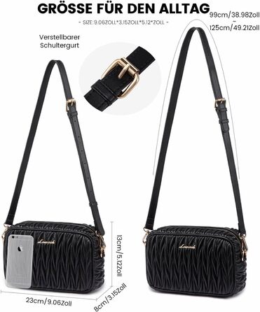 LOVEVOOK Сумка через плече жіноча, маленька сумочка кросбоді, чохол для телефону, сумка на плече, шкіра PU, чорна
