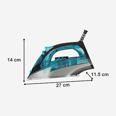 Праска BLACK+DECKER BXIR2605E з парою, 2600 Вт, нержавіюча підошва, антинакип, самоочищення, видаляє віруси та бактерії