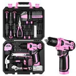 Набір інструментів DEKO 126 предметів в кейсі: професійний набір для дому, офісу та саду, рожевий