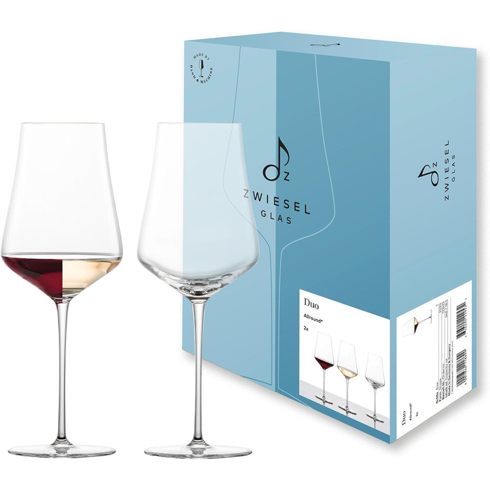 Набір келихів для вина Zwiesel Glas Allround Duo (2 шт.), Tritan-кристал, для червоного та білого вина, ручна та машинна робота, можна мити в посудомийній машині (Art.-Nr. 123472)