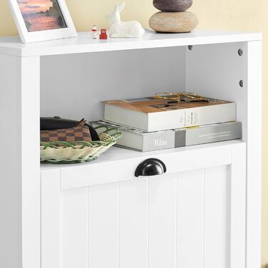 SoBuy FSR87-BR Взуттєва шафа з 2 дверцятами, вузька, з 4 полицями, комод для взуття з додатковою полицею (білий, розміри: 60x110x24 см)
