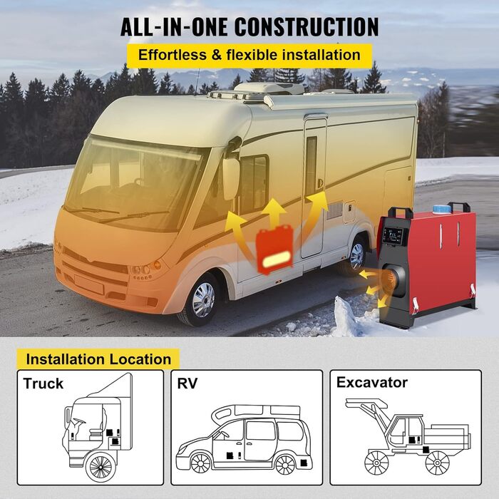 Дизельний опалювач VEVOR 5KW: 12V опалення для авто, RV, човнів, вантажівок, автобусів