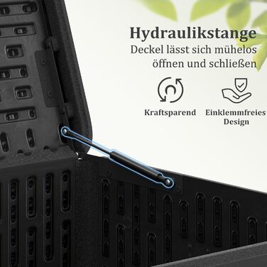 Ящик для зберігання садовий COSTWAY 378 л, водонепроникний, з замком, для подушок та інструментів, чорний