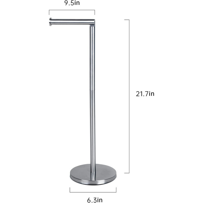 Окремий тримач для туалетного паперу CompactStone, нержавіюча сталь, тримач для рулонів серветок, підлогова підставка, місце для зберігання у ванній кімнаті, (срібло)