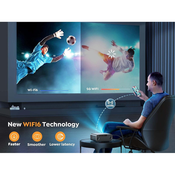 YABER Beamer: проєктор для домашнього кіно, 1080P Full HD, підтримка 4K, автофокус та корекція Keystone