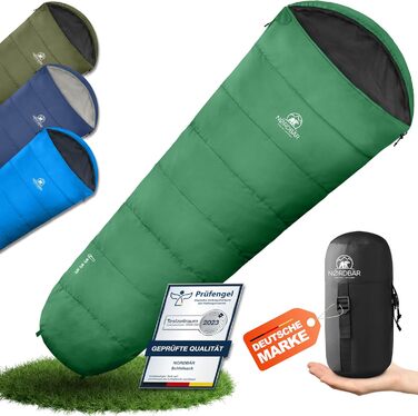 NORDBÄR® Спальний мішок 3 сезони та літній, ультралегкий, 750г/1500г, для кемпінгу, муміє, компактний, 100GSM/300GSM, для подорожей, готелів, літній спальний мішок