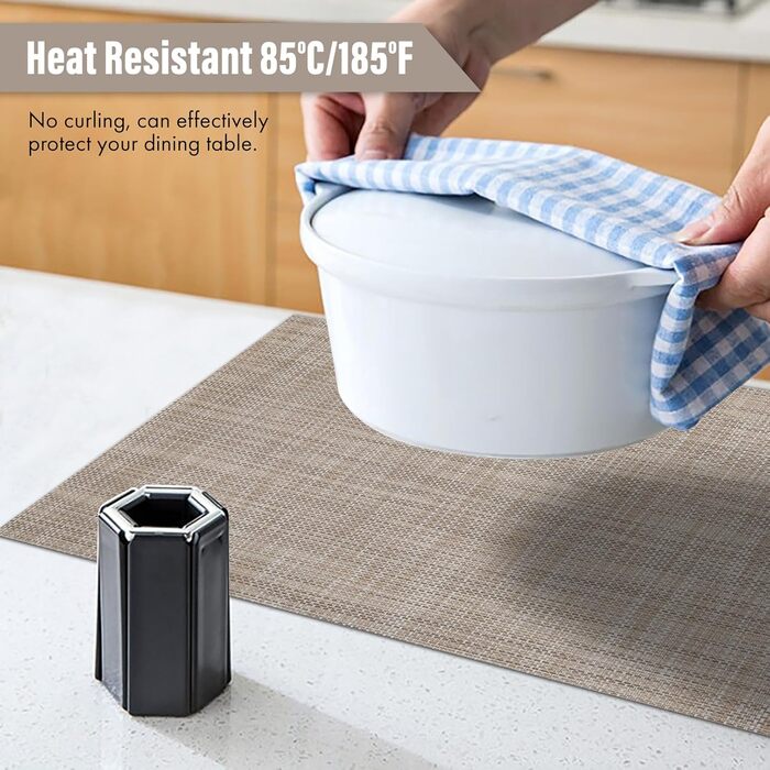 Набір підставок під тарілки Winknowl, 8 шт., плетіння, вініл, ізоляція, для обіднього столу, миються, зносостійкі, ПВХ, карамель