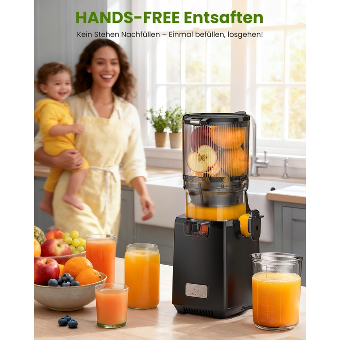 LINKChef Slow Juicer: повільний соковичавник для овочів та фруктів, 1.8 л, з функцією реверсу, BPA Free