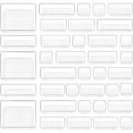 Система організації ящиків, 4 розміри, прозорий пластик, для макіяжу, кухні, ванної кімнати, офісу, 37 шт.