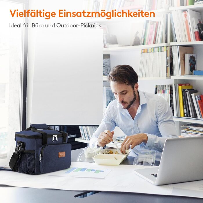 Термосумка-холодильник Lifewit 9л бежева: сумка-холодильник для обіду, пляжу, подорожей, роботи. Складана, водонепроникна