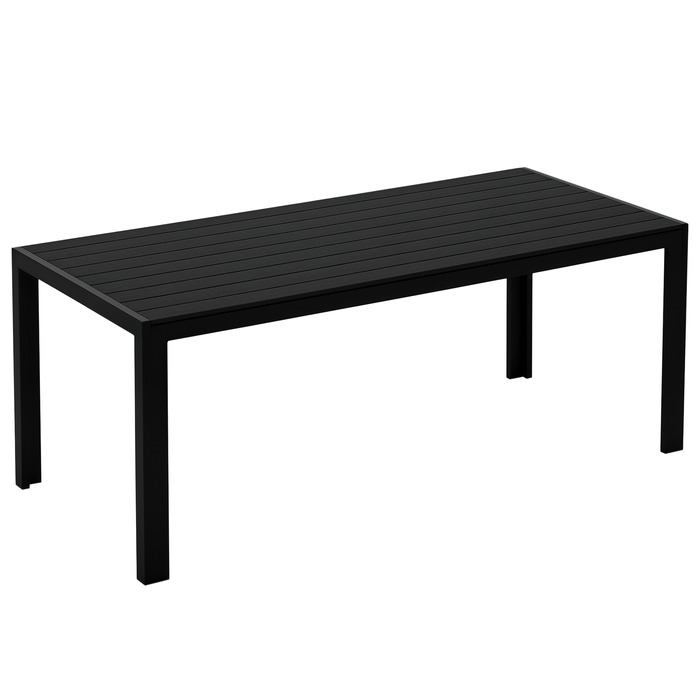 Outsunny Garden Table Алюмінієвий стіл 120x70 см для саду, патіо, дерево-пластик, полідерево, чорний, стійкий до погодних умов, і сучасний.