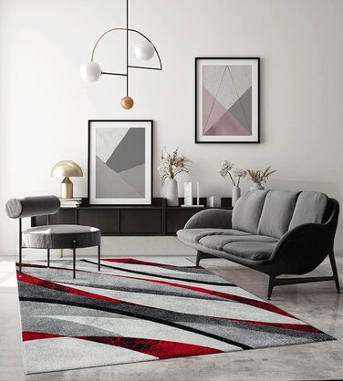 Килим для дому The Carpet 120х170 см сіро-червоний
