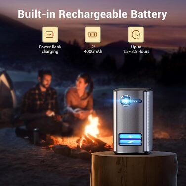 BYINTEK P70 Mini 3D проектор: портативний LED проектор з Wi-Fi, Android 9.0, підтримка 1080P/4K, акумулятор, сумка та штатив (сірий)