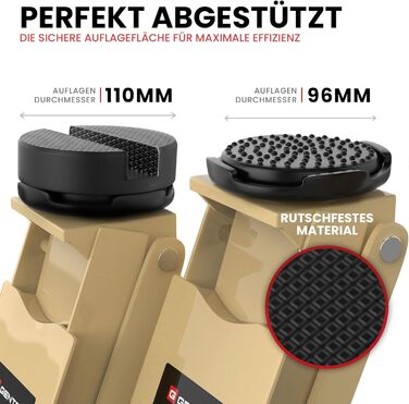 Гідравлічний домкрат 3T низькопрофільний 75-505мм з гумовими накладками для легкових авто та SUV – професійний, поворотний