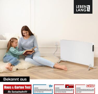 Електричний конвекторний обігрівач LEBENLANG з Wi-Fi, 2000W, білий. Економія енергії, дистанційне керування, підлоговий/настінний монтаж