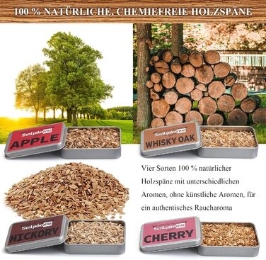 Коктейльний набір для копчення з дерев'яною стружкою (4 види) - подарунок для тата, чоловіка, любителя коктейлів