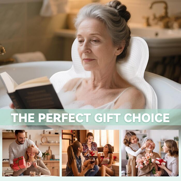 Подушка для ванни Poemland – м'яка підставка для голови та шиї, швидковисихаюча, білий колір