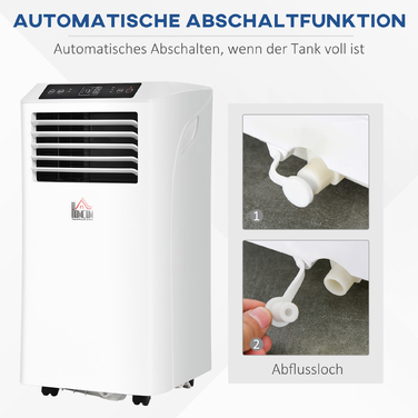 Мобільний кондиціонер 3-в-1 з пультом дистанційного керування, 9K BTU, таймером на 24 години, ABS-пластиком, білий