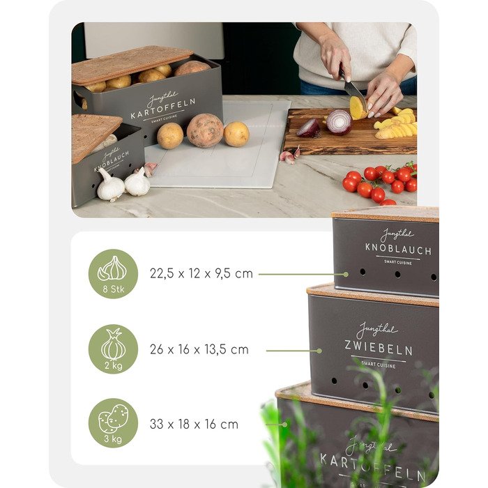 Короб для зберігання картоплі, цибулі та часнику (3 шт.) | Сірий | Короб для картоплі, цибулевий горщик