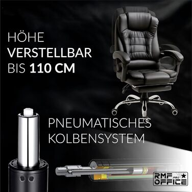 Ергономічне крісло для офісу RMF: регульоване, зручне, з підніжкою – обертове, регульоване по висоті, чорне