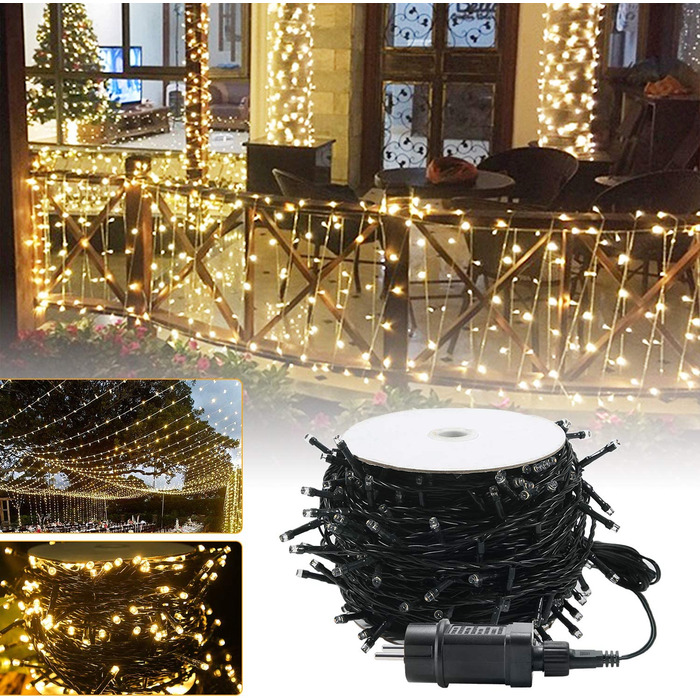 М 1000 світлодіодні гірлянди для зовнішнього прикраси інтер'єру на Різдво, Великдень, Хеллоуїн, весілля, вечірку, з 8 режимами освітлення, Водонепроникний IP44 (теплий білий, 80 м 800 світлодіодів), 100