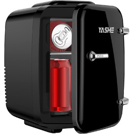 Міні-холодильник YASHE, 4 літри: для косметики, напоїв, 220V AC/ 12V DC, термоелектричне охолодження та нагрівання, для спальні, офісу, гуртожитку, авто (чорний)