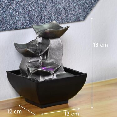 Фонтан для дому Zen'Light Boro: розслаблюючий водоспад з LED-підсвіткою для вітальні, спальні, офісу. Ідеальний для медитації та релаксації. Замкнутий цикл, H 18 см