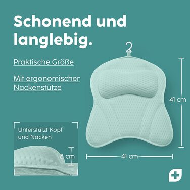 Подушка для ванни Vesta+ Badewannenkissen L з присосками, м'ятного кольору, для шиї та підтримки голови