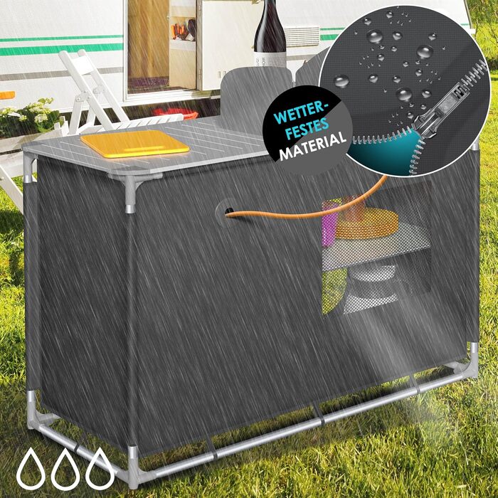 Кухонний бокс KESSER для кемпінгу F4 Anthrazit з алюмінієвою рамою та сумкою для перенесення