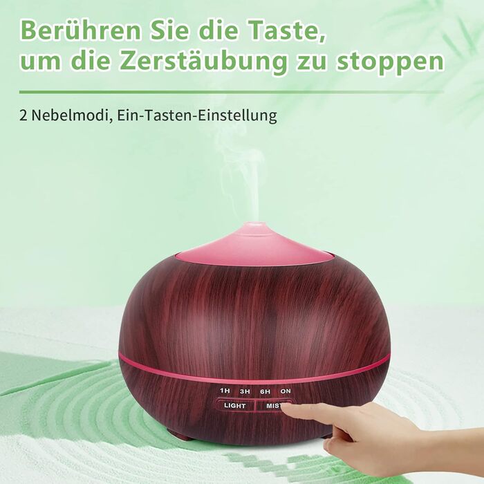 Аромадифузор для ефірних олій 400 мл ультразвуковий зволожувач повітря Ароматична олія Ароматична лампа, ероматерапія, кімнатний зволожувач прохолодного туману з 7 кольорами LED для спальні Офіс Yoga Spa - Текстура дерева