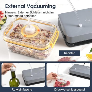 Вакууматор YASHE 5-в-1 з режимами для сухих та вологих продуктів, ширина шва 30 см, для Sous-Vide та консервації м'яса, риби, овочів та фруктів