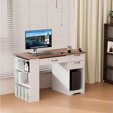 Регульований стіл для малювання AeasyG з 3 ящиками та 3-рівневими полицями, стійка конструкція з МДФ (50 кг вантажопідйомність) для художників та домашнього офісу, кут нахилу 0-80°, 60x120x76 см, білий