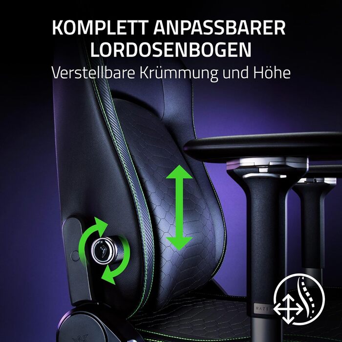 Ігровий крісло Razer Iskur V2 X з підтримкою попереку (м'яка тканина, 2D підлокітники, щільна піна)