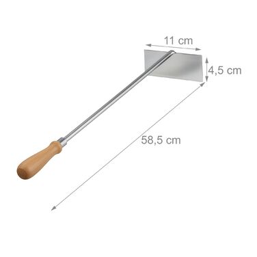 Relaxdays Щітка для попелу з нержавіючої сталі з дерев'яною ручкою