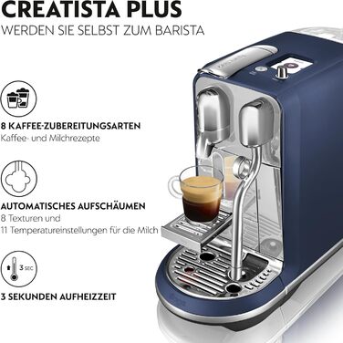 Кавомашина Nespresso Creatista Plus Sage SNE800DBL, дамсонова синя