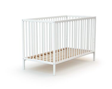 Дитяче ліжко Webaby з натурального буку 60x120 см, збірне, з регульованим дном та бортиками | Від народження | Комфортний сон