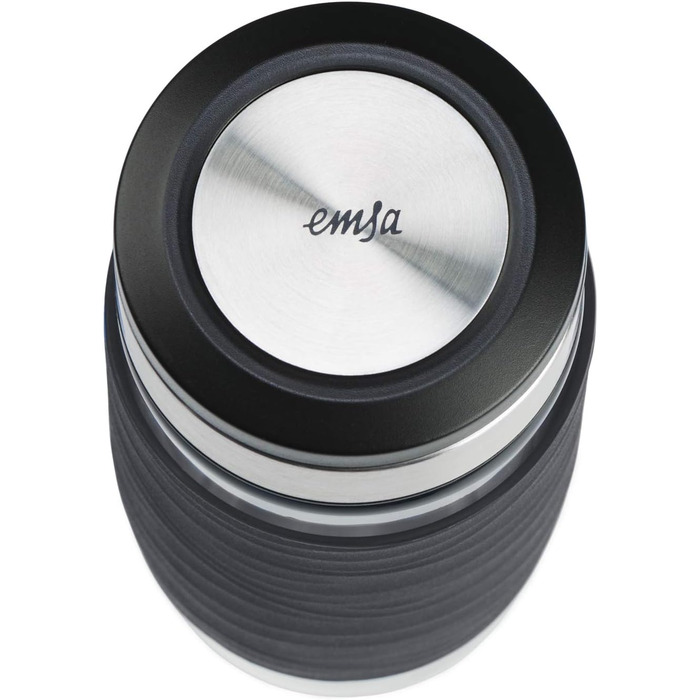 Чайний горнятко Emsa N20805 Teebecher з подвійними стінками, 0.4 л, знімний фільтр, BPA-Free, герметичне, для миття в посудомийній машині, 360° відкривання (Чорний)