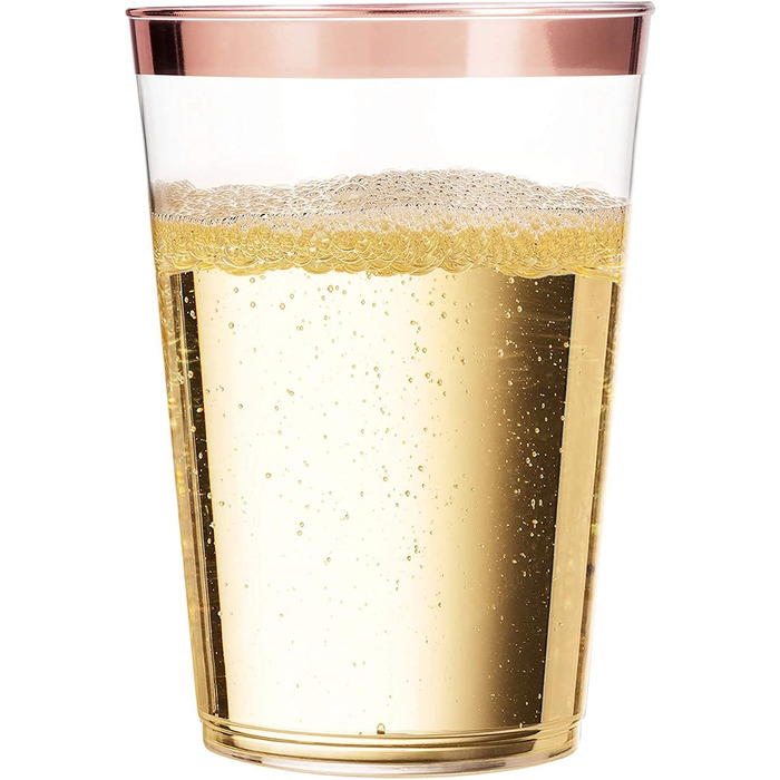 Ліхтар 50 шт. пластиковий стаканчик з оправою з рожевого золота, пластиковий стаканчик об'ємом 360 мл, багаторазові стаканчики для пиття, елегантне вечірнє вино