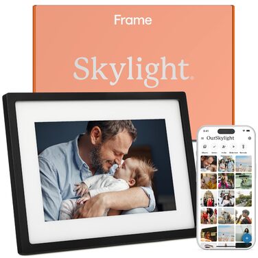 Рамка Skylight Frame - Цифрова рамка для фотографій з Wi-Fi, 15 дюймів, відправка фото через email/app, хмарне сховище - чудовий подарунок (6.4 см, чорний)