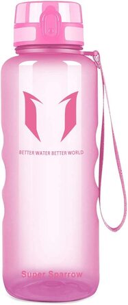Пляшка для пиття Super Sparrow-пляшка для води об'ємом 1,5 л, герметична-спортивна пляшка без бісфенолу А / Школа, спорт, вода, велосипед (1-прозора рожева)
