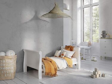 Дитяче ліжко-приліжкове Love For Sleep 120x60 з бар'єром, біле, Leo. Ліжко для новонароджених, збірно-розбірне, з дерева.