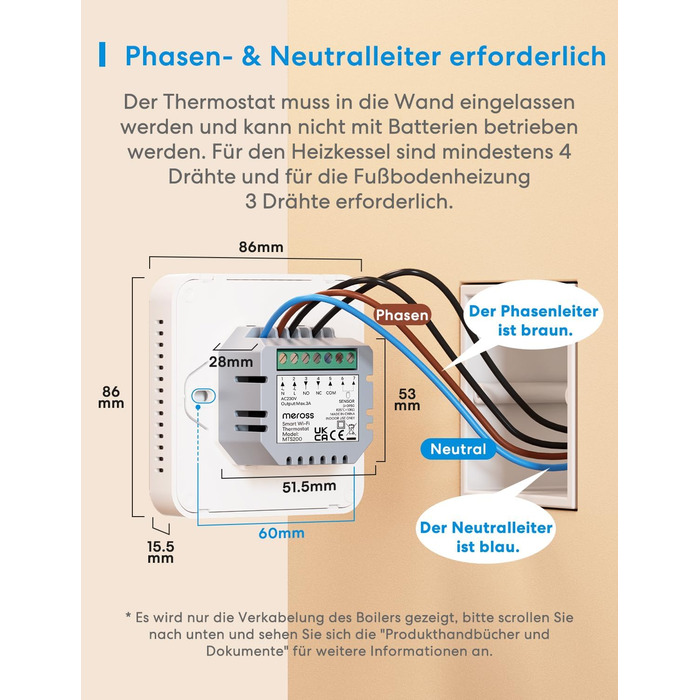 Meross Matter Термостат для радіатора Wi-Fi, сумісний з HomeKit, Alexa та Google Assistant (для опалення будинку/теплої підлоги)