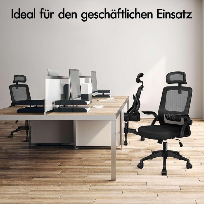 Офісний крісло ALFORDSON з динамічною підтримкою попереку, чорний. Ергономічний поворотний стілець з відкидними підлокітниками для комп'ютера