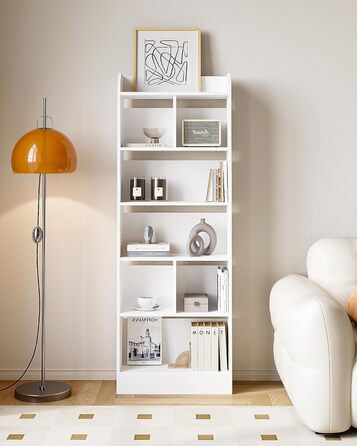 Стильний стелаж для книг з 6 секціями, білий, 24 x 60 x 170 см (BC11103X)